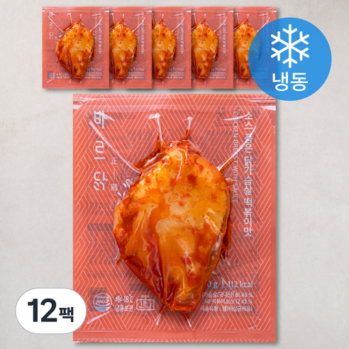 바르닭 소스품은 닭가슴살 떡볶이맛 (냉동), 100g, 12팩