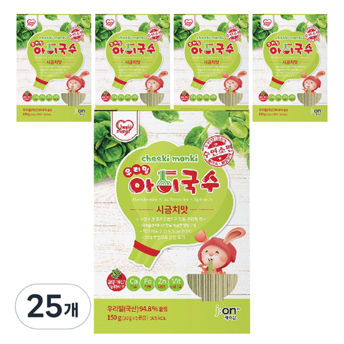 치키몽키 우리밀 아이국수, 시금치맛, 150g, 25개