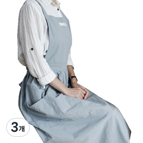 더플로우컴퍼니 북유럽 홈 코튼 캔버스 조끼 원피스형 앞치마 L, 스카이, 3개