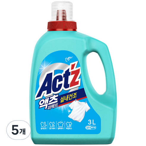 액츠 퍼펙트 실내건조 일반용 액상세제 본품, 3L, 5개