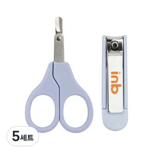 아이앤비 유아용 손톱가위 + 손톱깎이 세트, 하늘색, 5세트