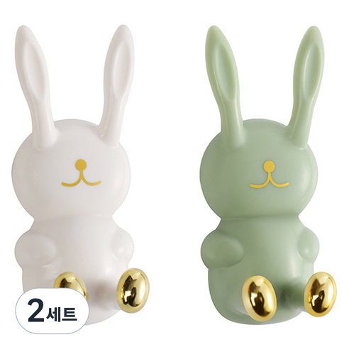 모나코올리브 래빗 다용도 칫솔꽂이 2종 세트, 민트 + 화이트, 2세트