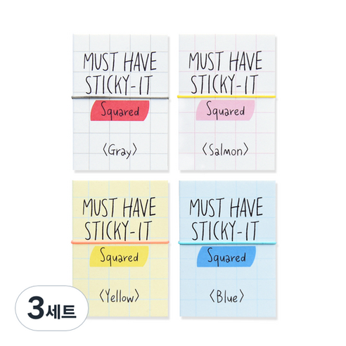 왈가닥스 머스트 해브 스티키 점착메모지 4p, Squared, 3세트