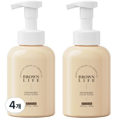 브라운 라이프 대용량 저자극 모찌버블 핸드워시 허그솝향, 500ml, 4개