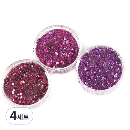 플라밍고 네일 글리터 3종 세트, 혼합색상, 4세트