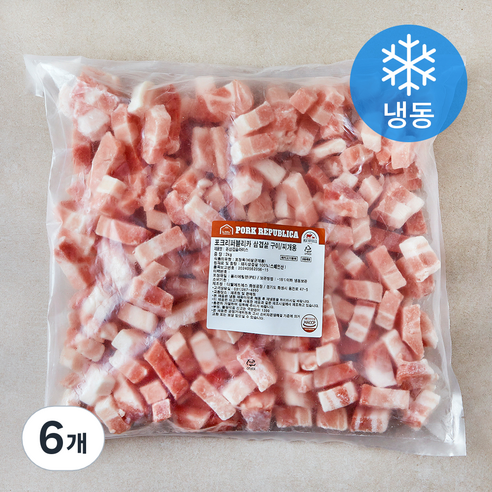 포크리퍼블리카 돼지삼겹살 슬라이스 구이 찌개용 (냉동), 6개, 2kg