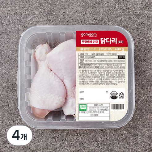 무항생제 인증 닭다리 (북채) (냉장), 400g, 4개