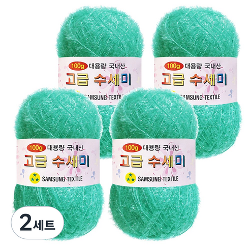 yarna 100g 대용량 고급수세미 뜨개실 4p + A인쇄도안 8종 세트, 164 민트, 2세트