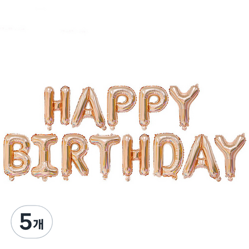 미카엘그라운드 생일 풍선 세트, 샴페인골드, 5개