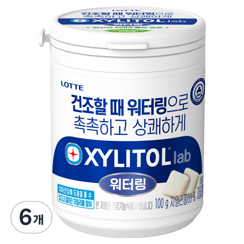 롯데자일리톨 lab 워터링, 100g, 6개