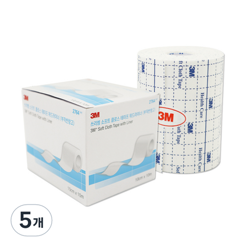 3M 소프트 클로스 테이프 위드 라이너 부직 반창고 2764, 5개