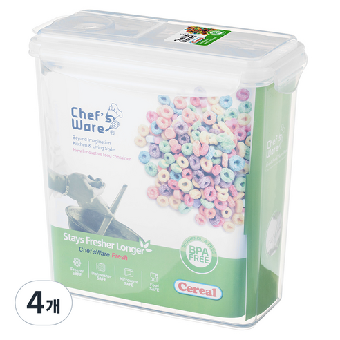 셰프웨어 프레시 시리얼통 3.9L, 4개, 단품