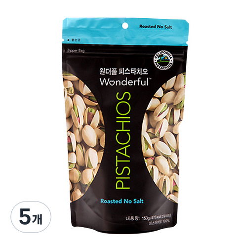 원더풀 피스타치오 무염, 150g, 5개