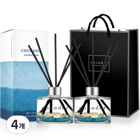 코코도르 오션 디퓨저 + 쇼핑백, 블랙체리, 200ml, 4개