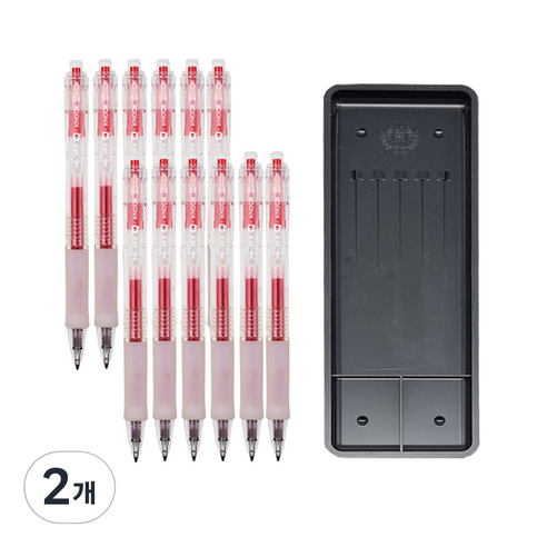 동아 Q노크 0.4mm 투명 빨강 12p + 매표펜접시 c형, 2개