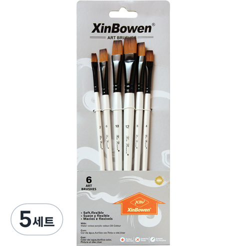 미술 수채화 브러시 6종 세트 평붓 01 HB 3352, 5세트