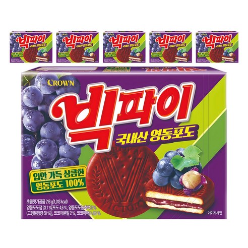 빅파이 영동포도 과자파이 중, 216g, 6개