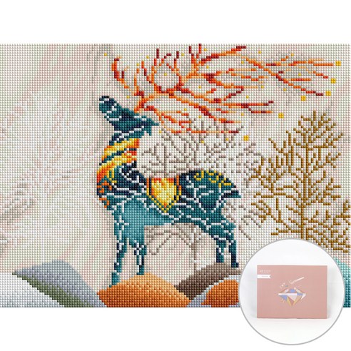 아트조이 DIY 보석십자수 세트 캔버스형 30 x 40 cm, 아름다운 사슴, 1세트