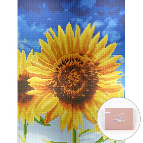 아트조이 DIY 보석십자수 세트 캔버스형 30 x 40 cm, 안녕 해바라기, 1세트