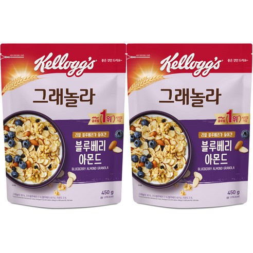 켈로그 블루베리 아몬드 그래놀라, 450g, 3개