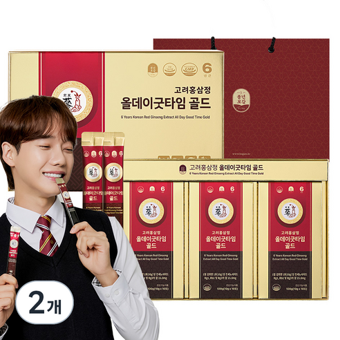 풍년보감 6년근 고려홍삼정 올데이굿타임 골드 30포 선물세트+쇼핑백, 300g, 2개