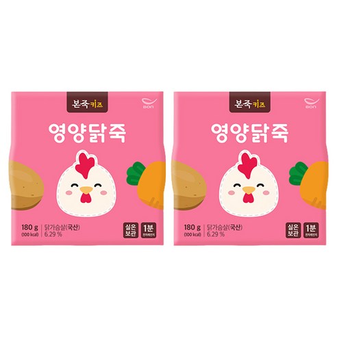 본죽 키즈 영양닭죽 180g, 2개, 닭가슴살