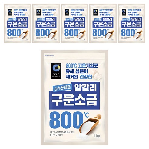 청정원 천일염 구운소금, 1kg, 6개