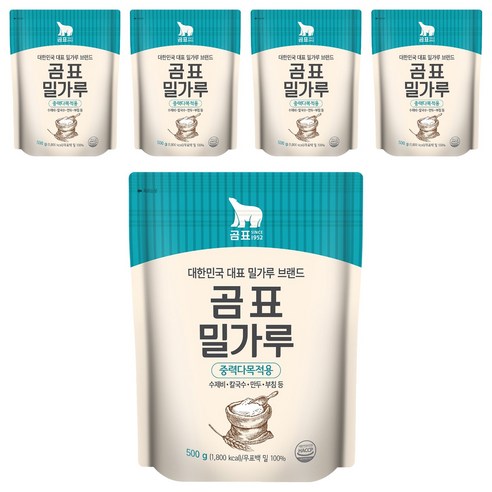 곰표 밀가루 중력 다목적용, 500g, 5개
