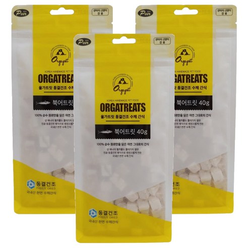 피어 반려동물 올가트릿 동결건조 수제간식, 북어, 40g, 3개