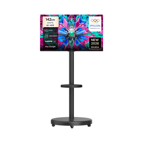 TCL 아이팔콘 4K HDR Google TV + 이동식 스탠드 세트, 142cm(55인치), 55U65A, MSD58B, 방문설치