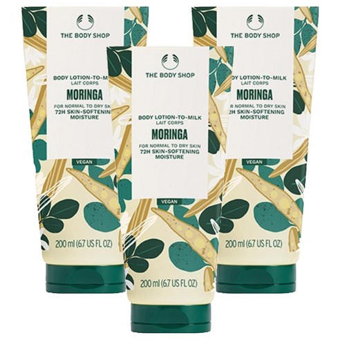 더바디샵 투 밀크 바디로션 모링가, 200ml, 3개