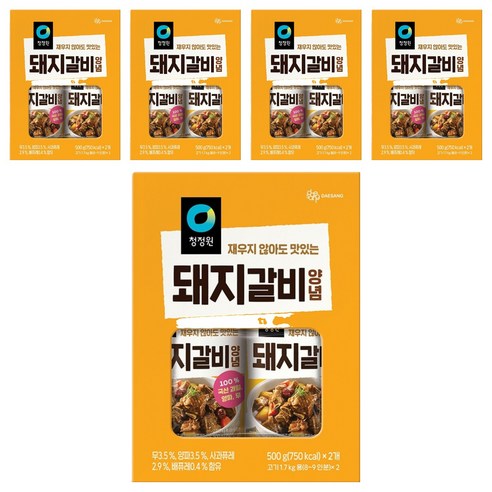 청정원 돼지갈비 양념 2p, 1kg, 5개