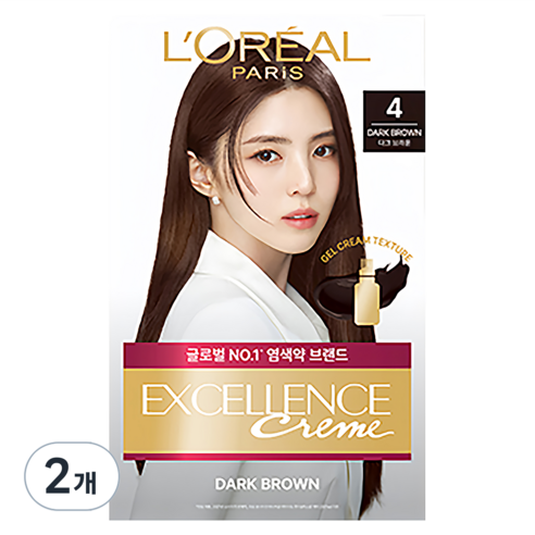 로레알파리 NEW 엑셀랑스 크림, 4호 다크 브라운, 2개