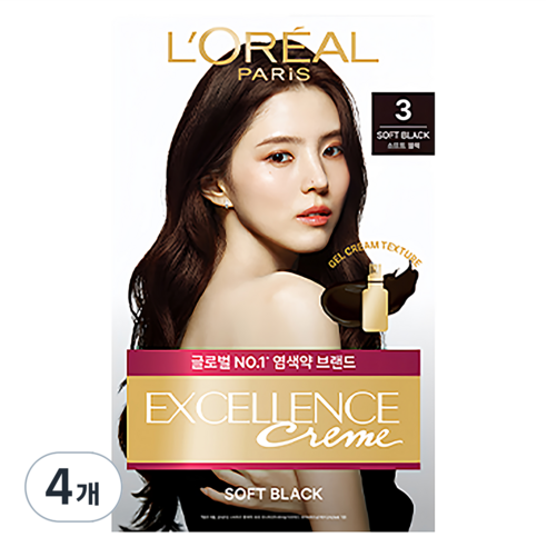 로레알파리 NEW 엑셀랑스 크림, 3호 소프트블랙, 4개