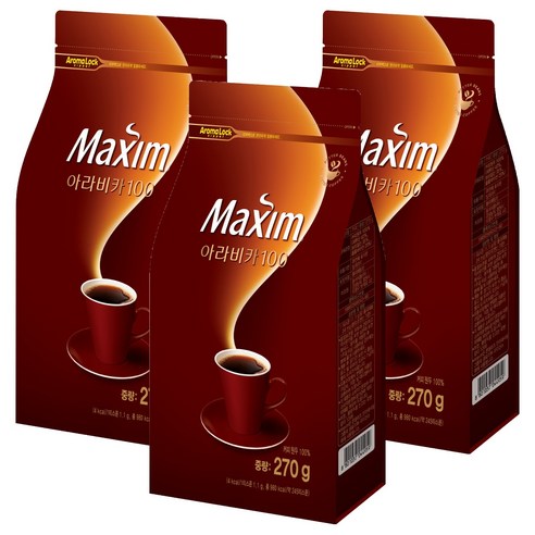 맥심 아라비카 100 원두 커피, 270g, 1개입, 3개