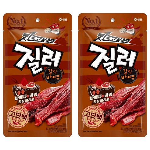 샘표 육포 질러 갈릭바베큐육포, 70g, 2개