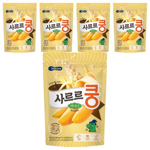 베베쿡 유아용 사르르쿵 과자, 바나나맛, 23g, 5개