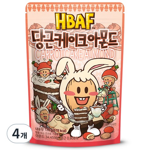 바프 당근 케이크 아몬드, 120g, 4개