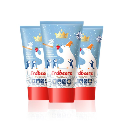 카가 유아용 무불소 치약 딸기향, 50ml, 3개