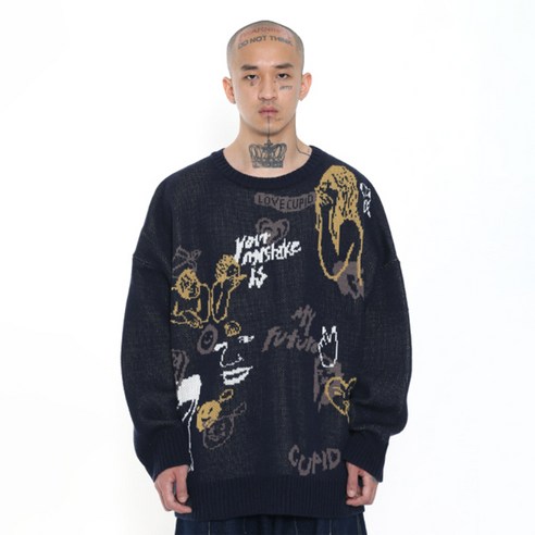 아조바이아조 남성용 Oversized Itaewon Story Sweater