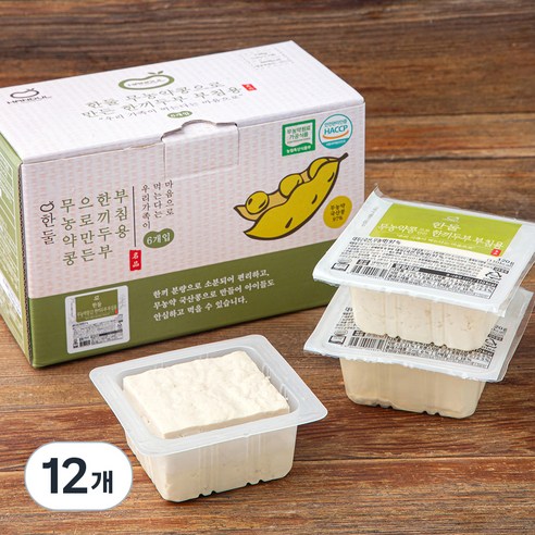 두부  한둘 무농약콩으로 만든 한끼 두부 부침용, 120g, 12개