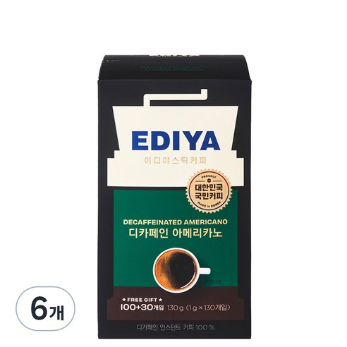 이디야 비니스트 디카페인 아메리카노 원두커피믹스, 1g, 130개입, 6개