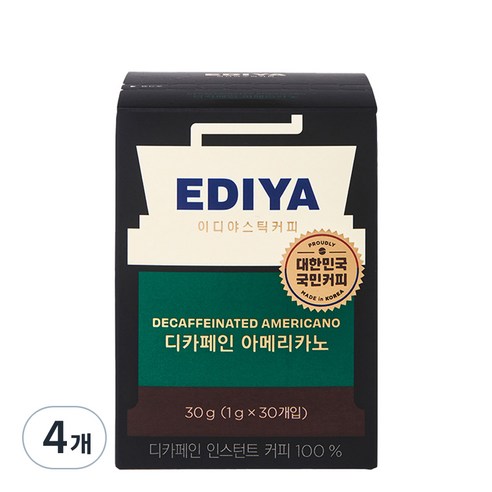이디야 비니스트 디카페인 아메리카노 스틱커피, 1g, 30개입, 4개