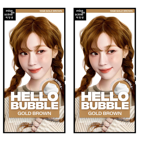 미쟝센 헬로 버블 염색제, 골드브라운, 2개