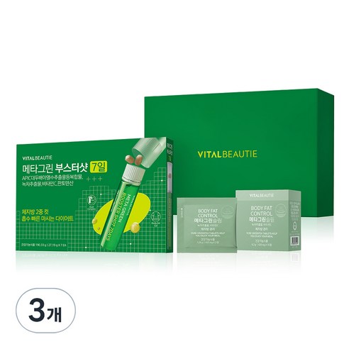 바이탈뷰티 메타그린 부스터샷 27.19g + 슬림 세트, 7회분, 3개