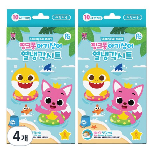 ABPLUS 아텍스 핑크퐁 아기상어 열냉각 해열시트, 6개입, 4개
