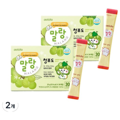 아올다 말랑 청포도 젤리 30개입, 600g, 2개