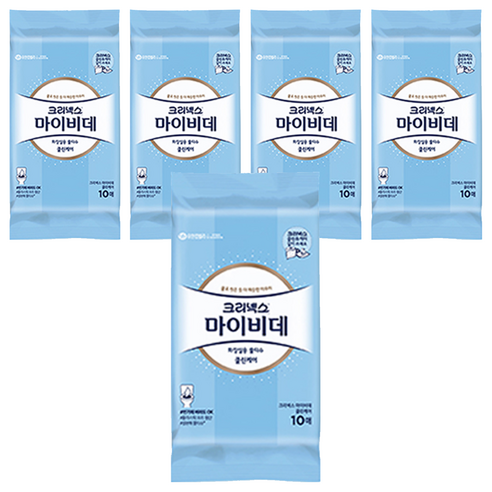 마이비데 클린케어 화장실용 물티슈 휴대형, 10매, 5개