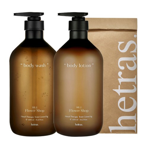 헤트라스 호텔 테라피 대용량 바디워시 1013ml + 바디로션 1013ml 선물세트 플라워샵, 1세트