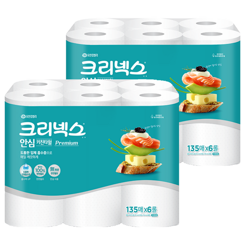 크리넥스 안심 키친타월, 135매, 12개